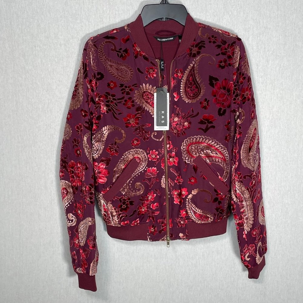 KAS of New York  Velvet burnout bomber jacket - Picture 2 of 13